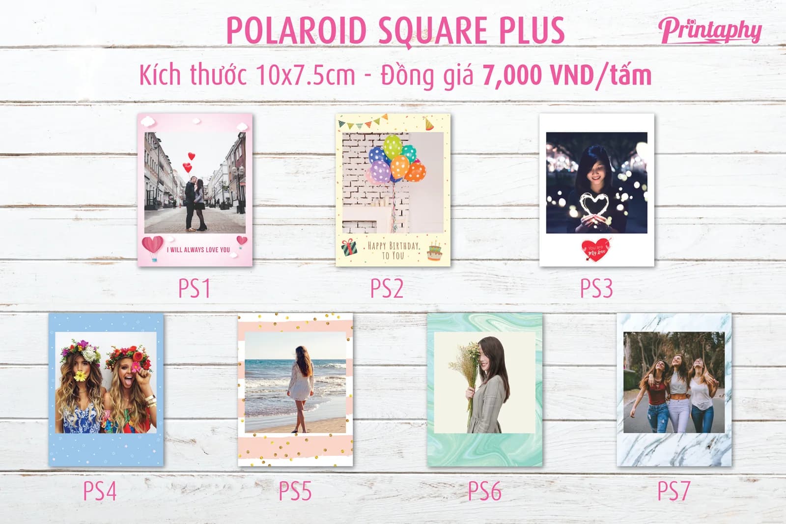 In ảnh cỡ Polaroid Square Plus (Vuông Plus)